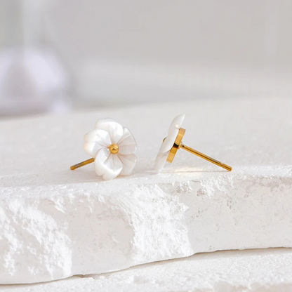 Natural Shell Flower Stud Earrings for Women