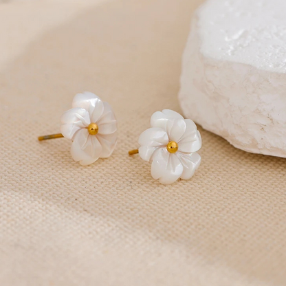 Natural Shell Flower Stud Earrings for Women