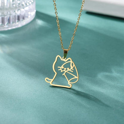 Cat and Dog Necklace Jewelry Stainless Steel Pendant Chain