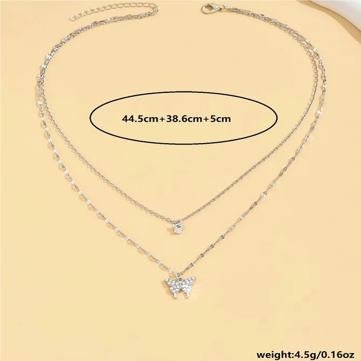 Women's Sparkling Double Layer Butterfly Necklace