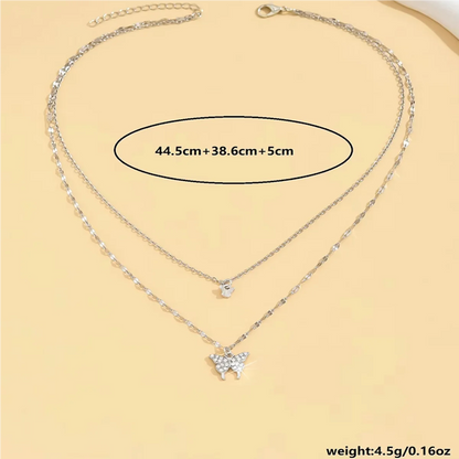 Women's Sparkling Double Layer Butterfly Necklace