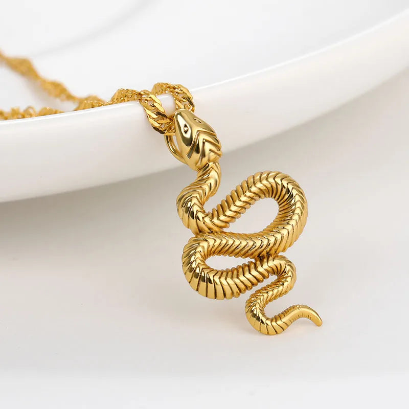 Snake Pendant Necklace for Women Stainless Steel