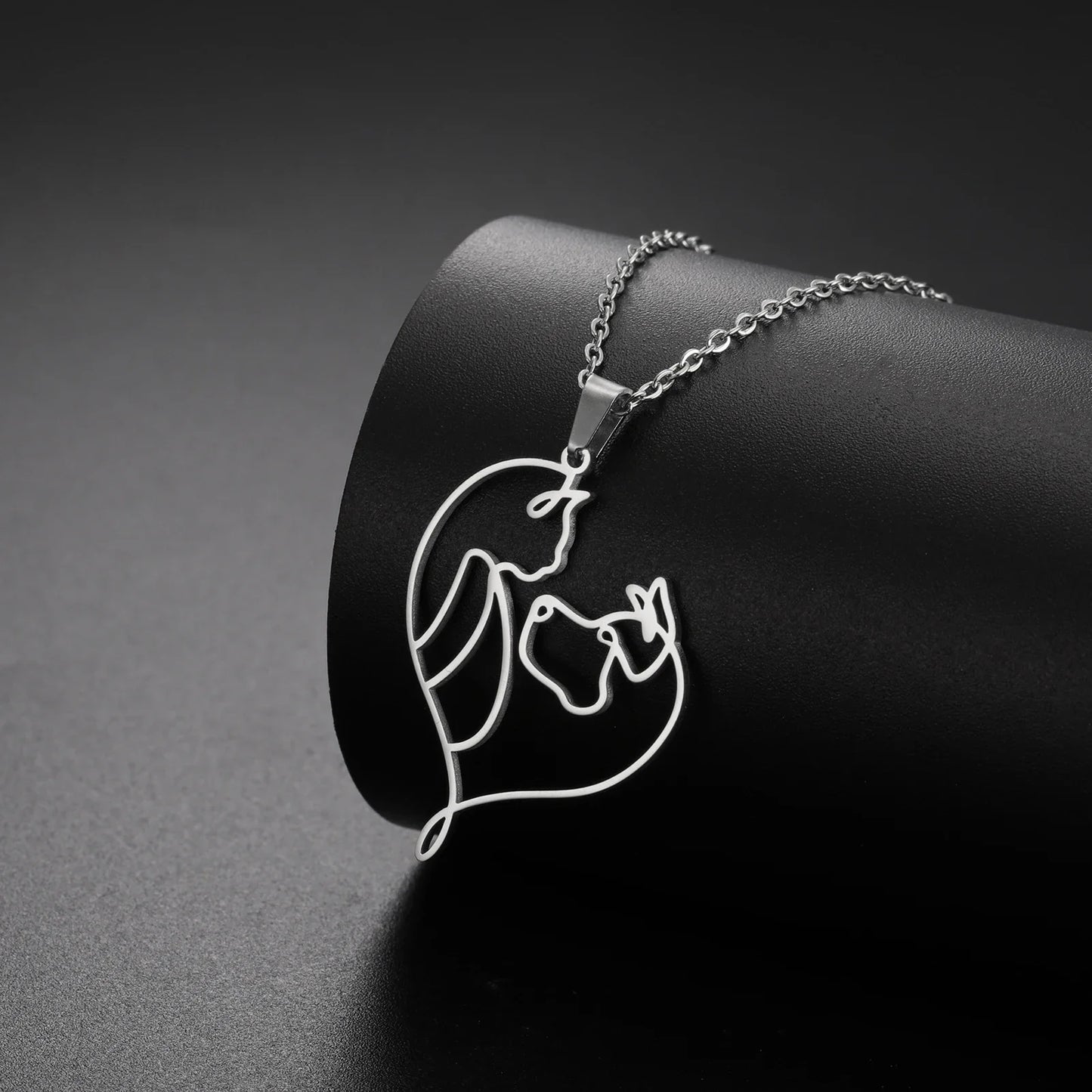 Cat and Dog Necklace Men'S and Women'S Animal Pet Jewelry Stainless Steel Pendant Chain Fashionable Gift