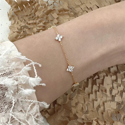 Crystal Flower Stainless Steel Bracelet