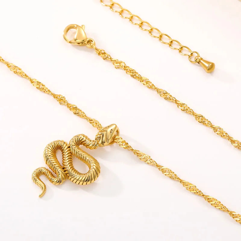 Snake Pendant Necklace for Women Stainless Steel