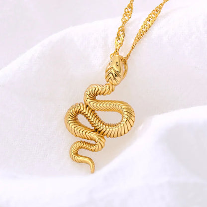 Snake Pendant Necklace for Women Stainless Steel