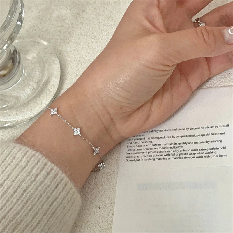 Crystal Flower Stainless Steel Bracelet