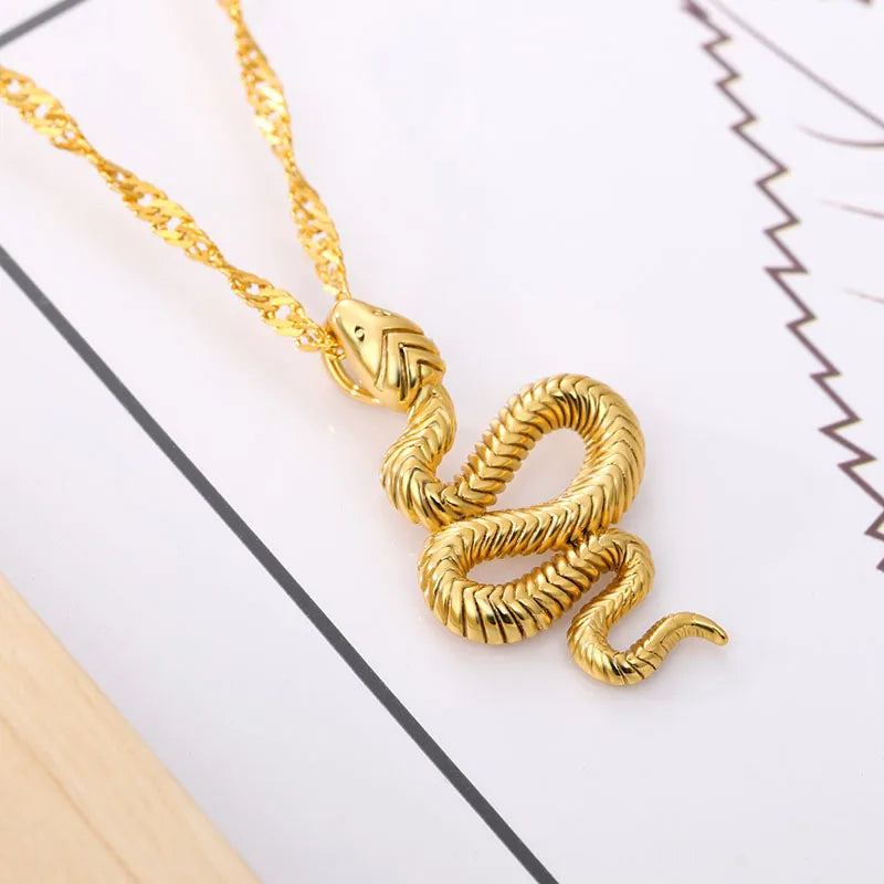 Snake Pendant Necklace for Women Stainless Steel