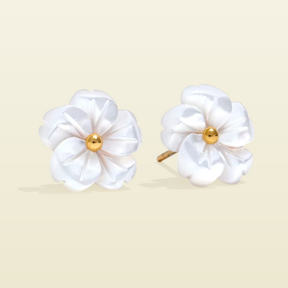 Natural Shell Flower Stud Earrings for Women