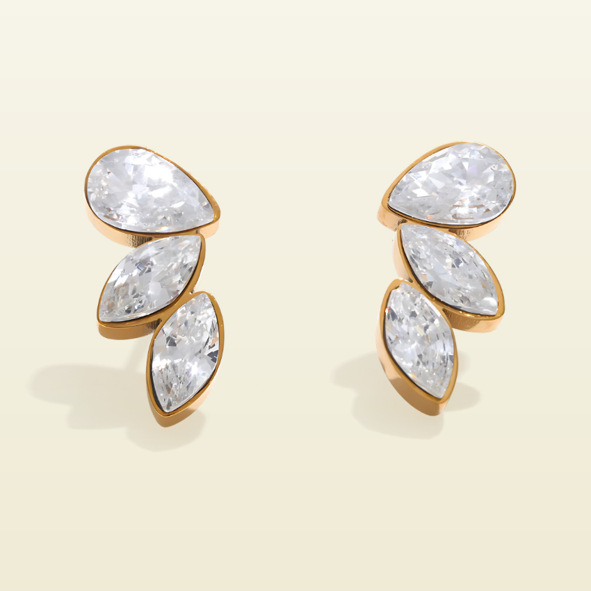 Zirconia Exquisite Wing Small Stud Earrings