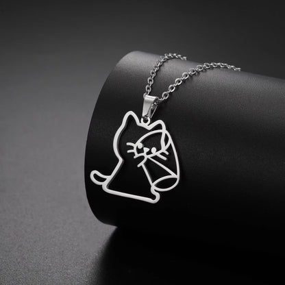 Cat and Dog Necklace Men'S and Women'S Animal Pet Jewelry Stainless Steel Pendant Chain Fashionable Gift